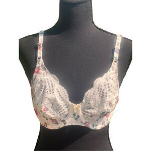 Warners vintage 34C cotton kisses 1537 white floral intimate bra